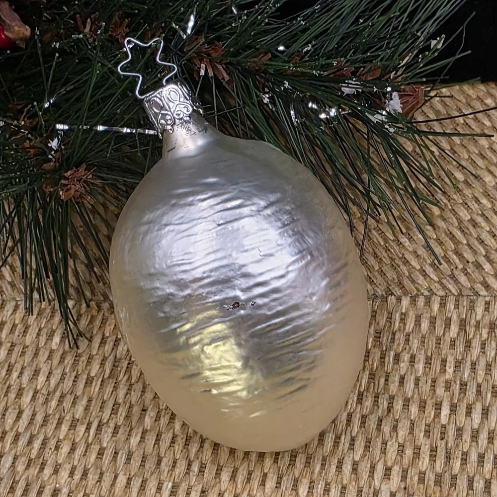 VTG West Germany‎ Blown Glass Santa Egg Christmas Ornament 4